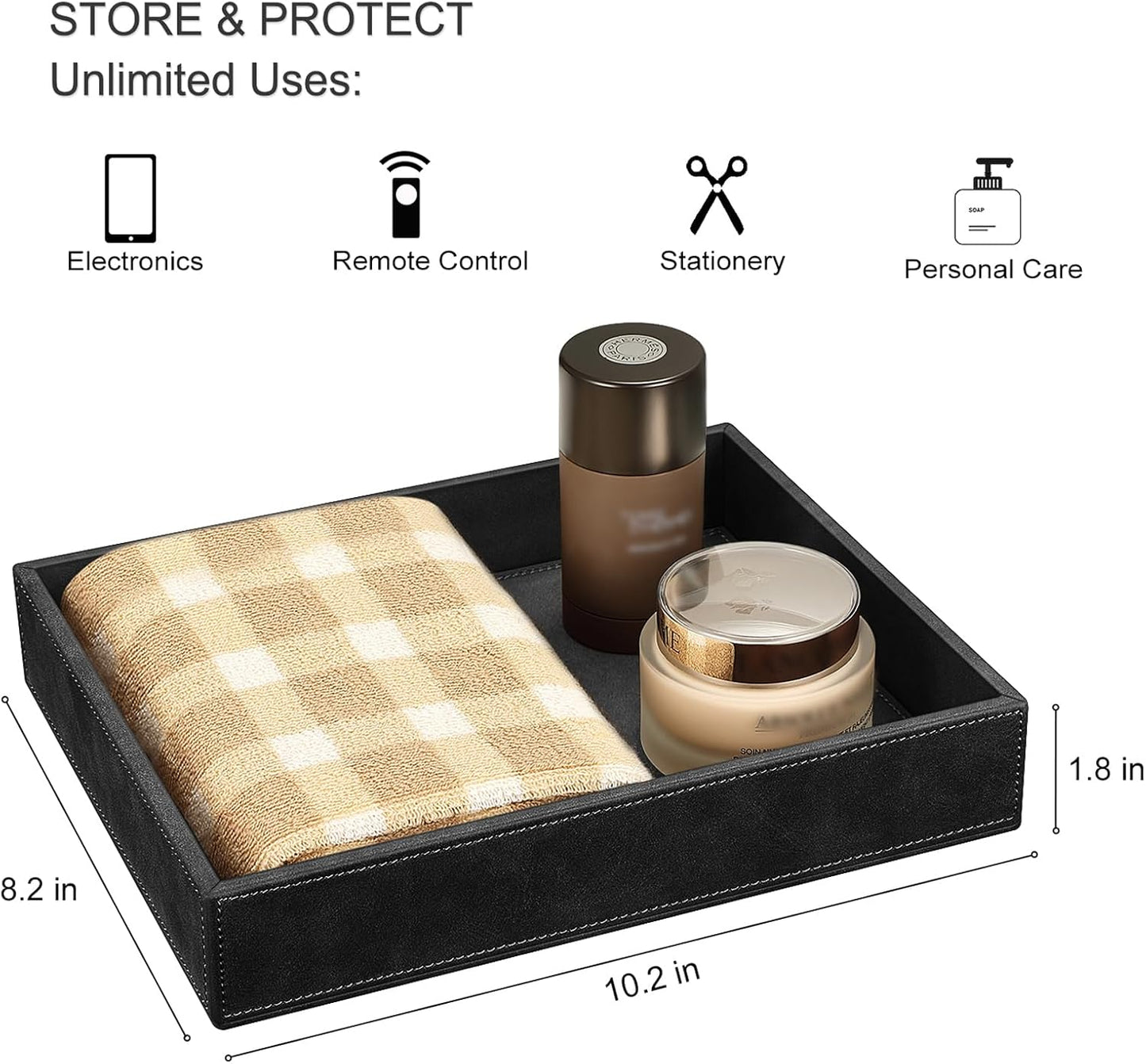 SITHON Valet Tray Desk Organizer, PU Leather Catchall Bedside Vanity Tray Nightstand Caddy Coin Box Key Jewelry Storage Organizer, Valentine's Day Gift, Brown