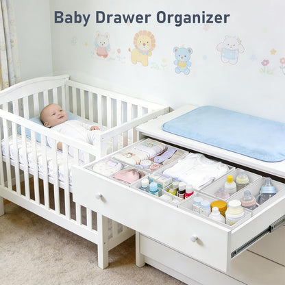 DIMJ Drawer Organizer Clothes - 20 Pack Closet Drawer Organizer Bins for Baby Clothes Storage, Fabric Dresser Organizer for Nursery Bedroom, Foldable Small Drawer Dividers for Underwear Socks