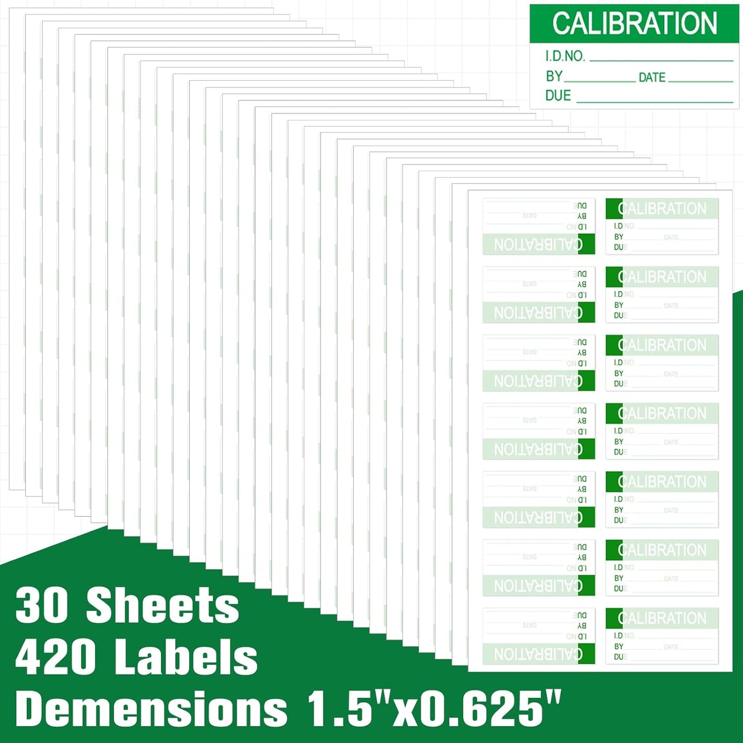 Harloon 210 Pcs Mini Self Laminating Calibration Labels 1.5"x0.625" Waterproof Adhesive Stickers with Clear Flap for Nist and Iso-900 Calibrations, Inventory, Quality Control Organization