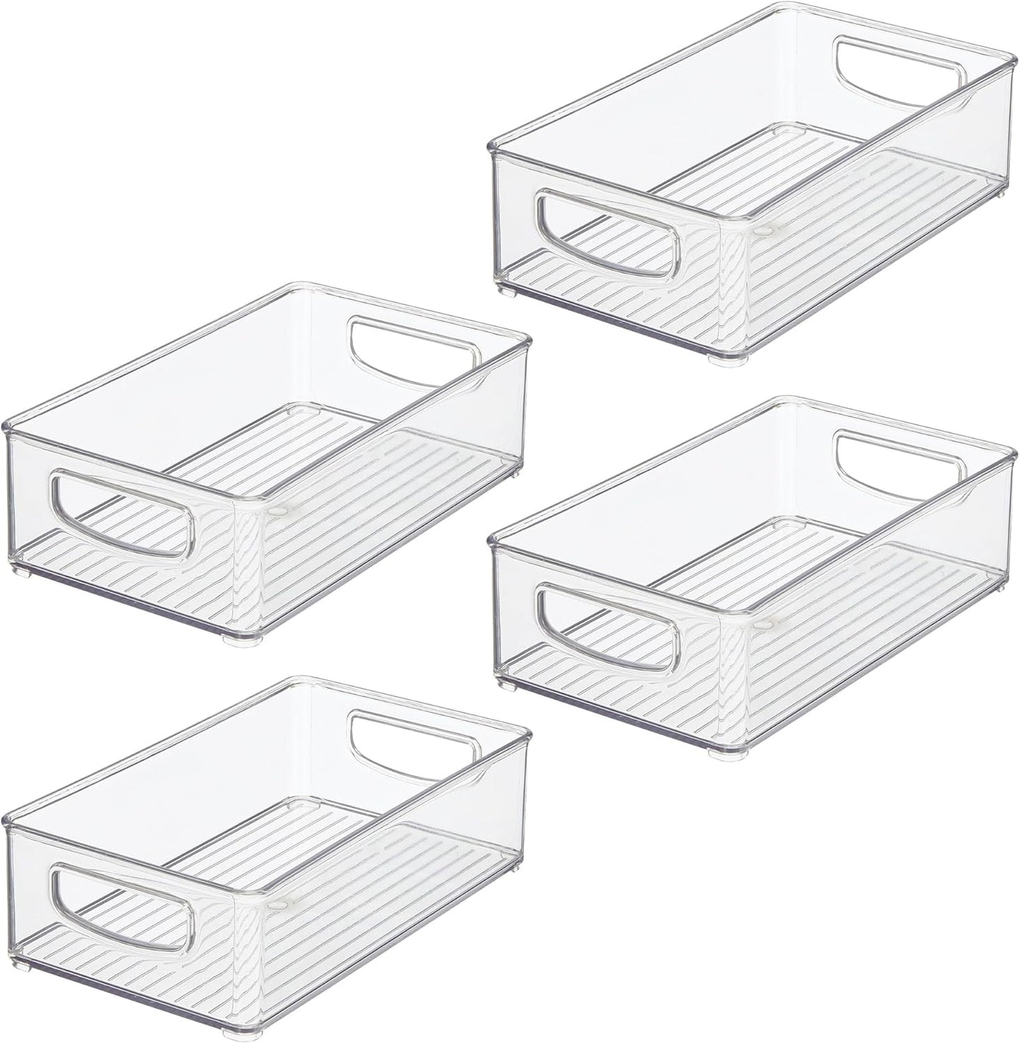 iDesign Stackable Pantry Bin with Handles for Kitchen Storage Set of 2, Clear, Made in USA