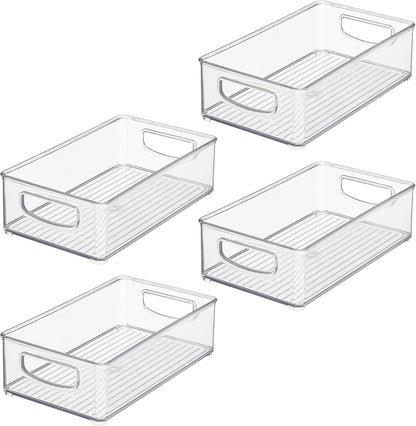 iDesign Stackable Pantry Bin with Handles for Kitchen Storage Set of 2, Clear, Made in USA