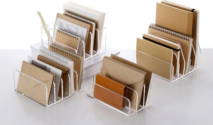 SANRUI 3 Compartments Mail Organizer Letter Holder for Desk ,Vertical Letter Holder,File Sorter Acrylic Desk Organizer Office Supplies,Clear