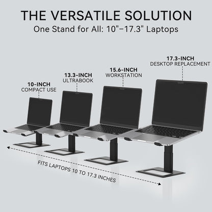 SOUNDANCE Adjustable Laptop Stand for Desk, Computer Stand, Ergonomic Laptop Riser Holder Compatible with 10 to 17.3 Inches Notebook PC Computer, Aluminum Silver
