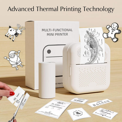 Wireless Portable Thermal Label Printer, Bluetooth Label Maker Machine with 2 Lable Rolls, Sticker Maker Supports 12-50mm Lables, Pro-App with Multi Templates and Icons, High-Definition Clarit