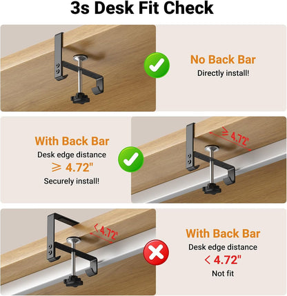 Housolution Under Desk Cable Management Tray, 36'' Longer Cord Management Under Desk, Premium Fabric Cable Storage Organizer, No Drilling Clamp/Screw Mount Cord Organization Tray for Office Home