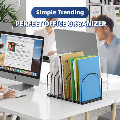 Simple Trending 9 Section Metal File Sorter Organizer for Desk Home Office, Black