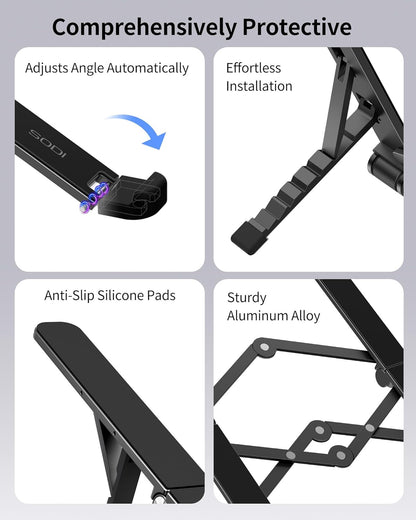 SODI [Ultra Compact] Foldable & Portable Laptop Stand for Desk, Lightweight Tablet Stand for Business Travel, Library, Cafe, 6 Level Height Ergonomic Aluminum Computer Holder for 10-16" Laptops