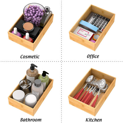 Black Bamboo Drawer Organizer - Silverware&Utensil Holder Organizer for Kitchen Drawers, Multi-Use Drawer Dividers Boxes for Bathroom Counter，Cabinet, Garage, Office Desk, Makeup, Jewelry (12"3"2.5")