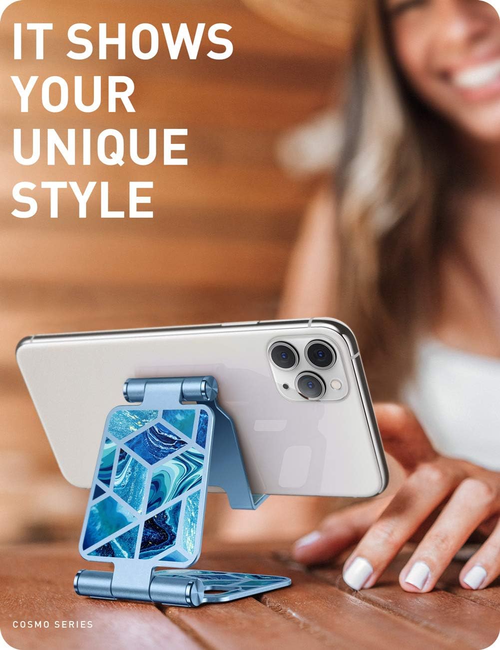 i-Blason Cell Phone Stand for Desk, Cell Phone Holder, Fits All Smart Phones, iPhone 16 15 14 13 Pro Max, Foldable Phone Stand Holder, Marble