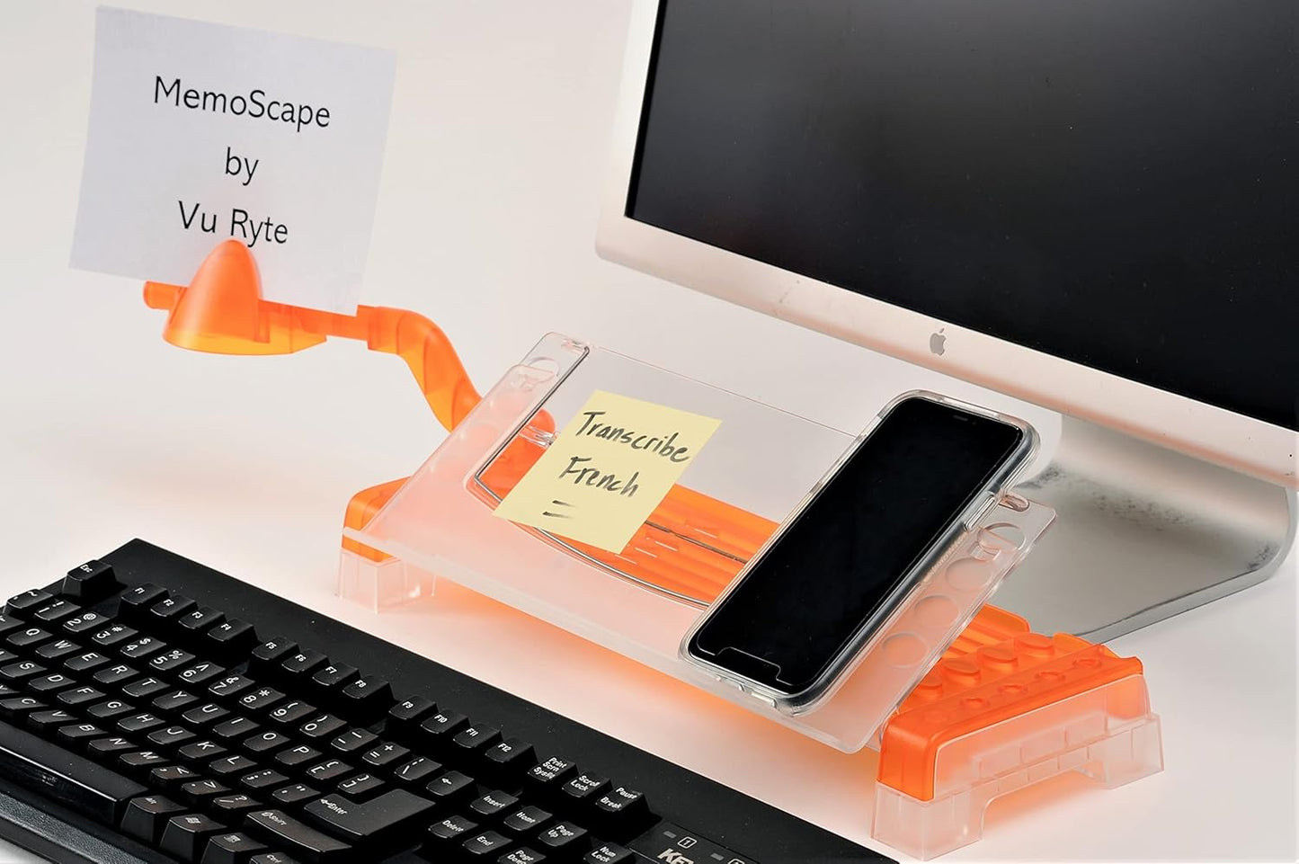 MemoScape Adjustable in-Line Document Holder for Typing | Reduces Neck Strain, Improves Focus, Boosts Desk Organization, and Workflow | Paper Holder Stand for Desk and Home Office - Black (VUR 2060)