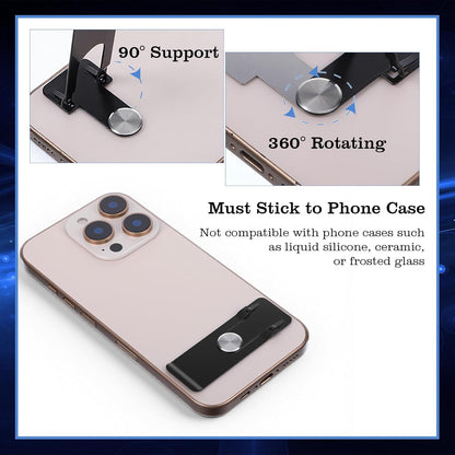 2 Pack Phone Kickstand Attachment, Kickstand for Phone Case 360° Rotating Cellphone Stand for Desk Vertical and Horizontal Placement Stand Ultra Thin Phones Holder Adjustable Angle Foldable