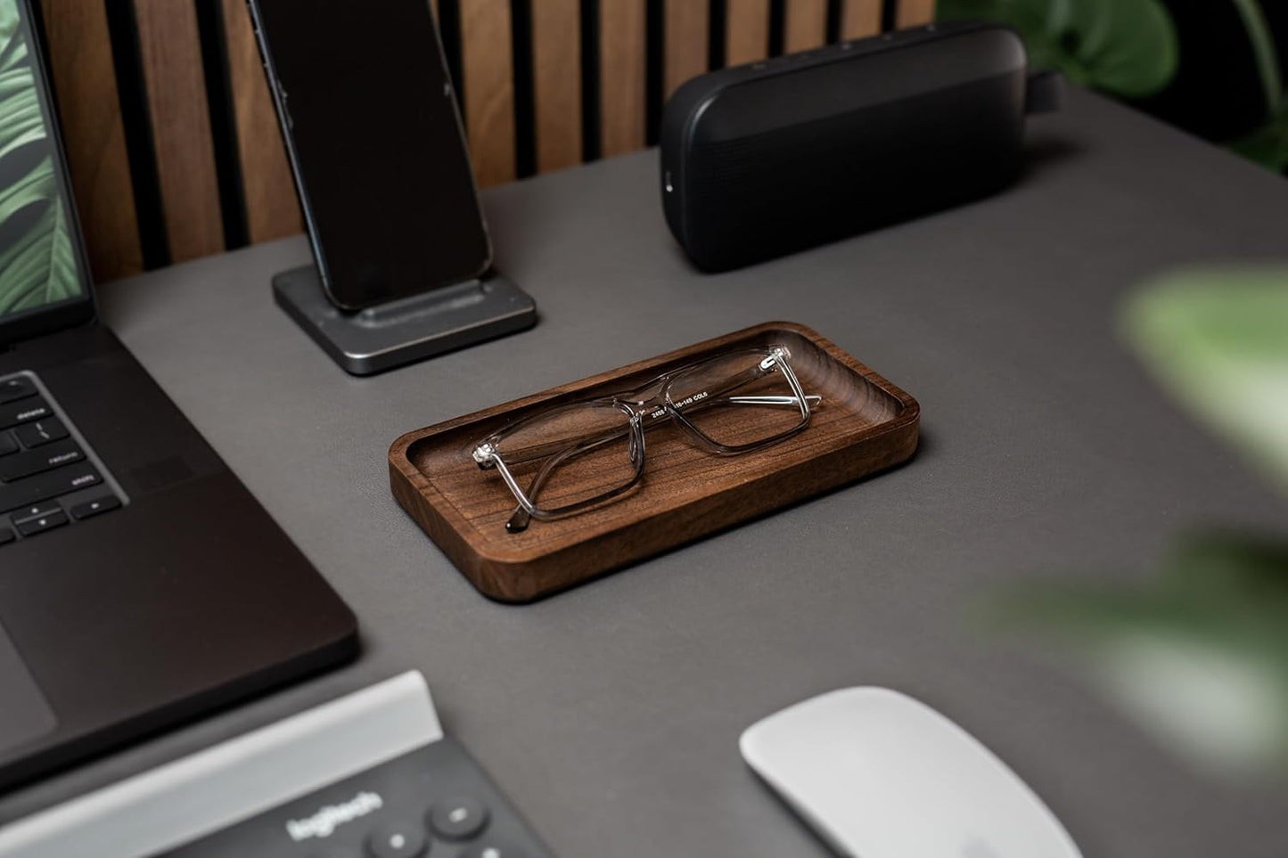 MUUJEE Wooden Desk Tray Organizer - 7.5 x 3.75 for Work Teacher Dad Wood Tray Work Minimalist Rustic