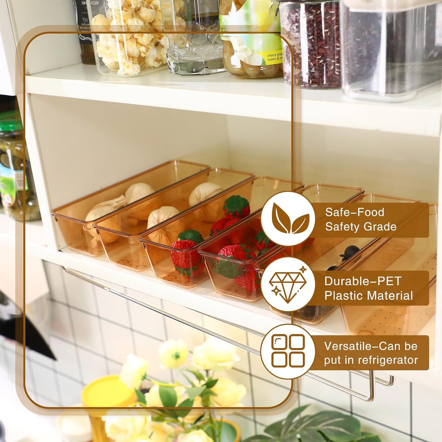 Maitys 12 Pcs Clear Drawer Organizer 9 x 3 x 2 Inches Plastic Rectangle Trays Makeup Vanity Storage Bins and Kitchen Drawers Dividers for Office Desk Silverware Kitchen Utensils(Clear)