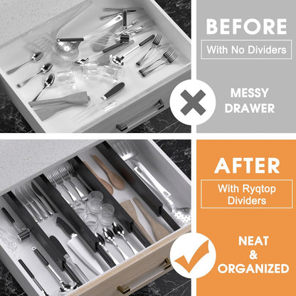 Bamboo Drawer Dividers,17-22" Adjustable Kitchen Drawer Organizer for Clothes,4 Pack Expandable Drawer Organization Separators for Bedroom,Bathroom,Dresser and Office,Natural