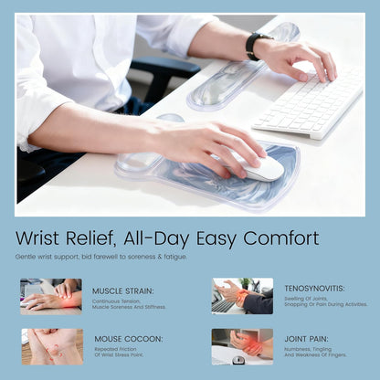 Ospelelf Mouse Pad with Wrist Rest and Ergonomic Gel Keyboard Hand Wrist, Support for Typing Gaming, Relieve Wrist Pain, Cool & Easy to Clean, for Office, Programmer, Home Computer Use, Pink