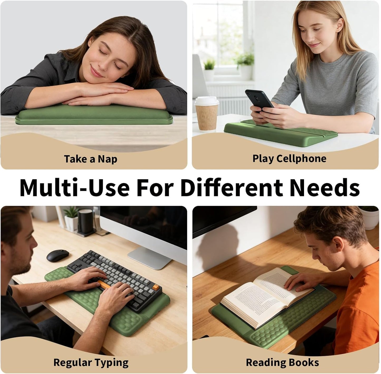 Wrist Rest with Keyboard Stand, Computer Wrist Support Pad, Ergonomic Keyboard Riser Hand Rest Soft Memory Foam Cushion Holder Gaming Typing Desk Accessories for Office Home School（Black）