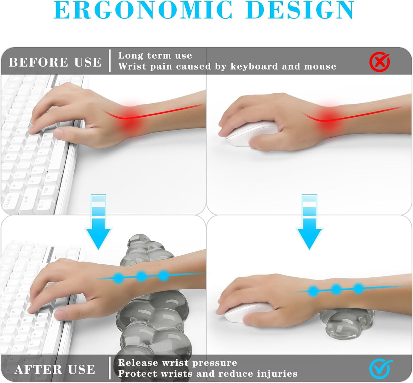 Gel Cloud Keyboard and Mouse Wrist Rest, Cute Wrist Support and Arm Support Keyboard Rest for Keyboard and Mouse Typing Pain Relief，Suitable for Office/Computer/Laptop/Gaming (Pink)