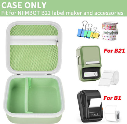 ALKOO Case Compatible with NIIMBOT B21 / B1 Label Maker Wireless Thermal Label Printer, Holder for Inkless Label Maker & Labeling Tapes Refills, with Mesh Pocket for Cable Accessories (Purple)