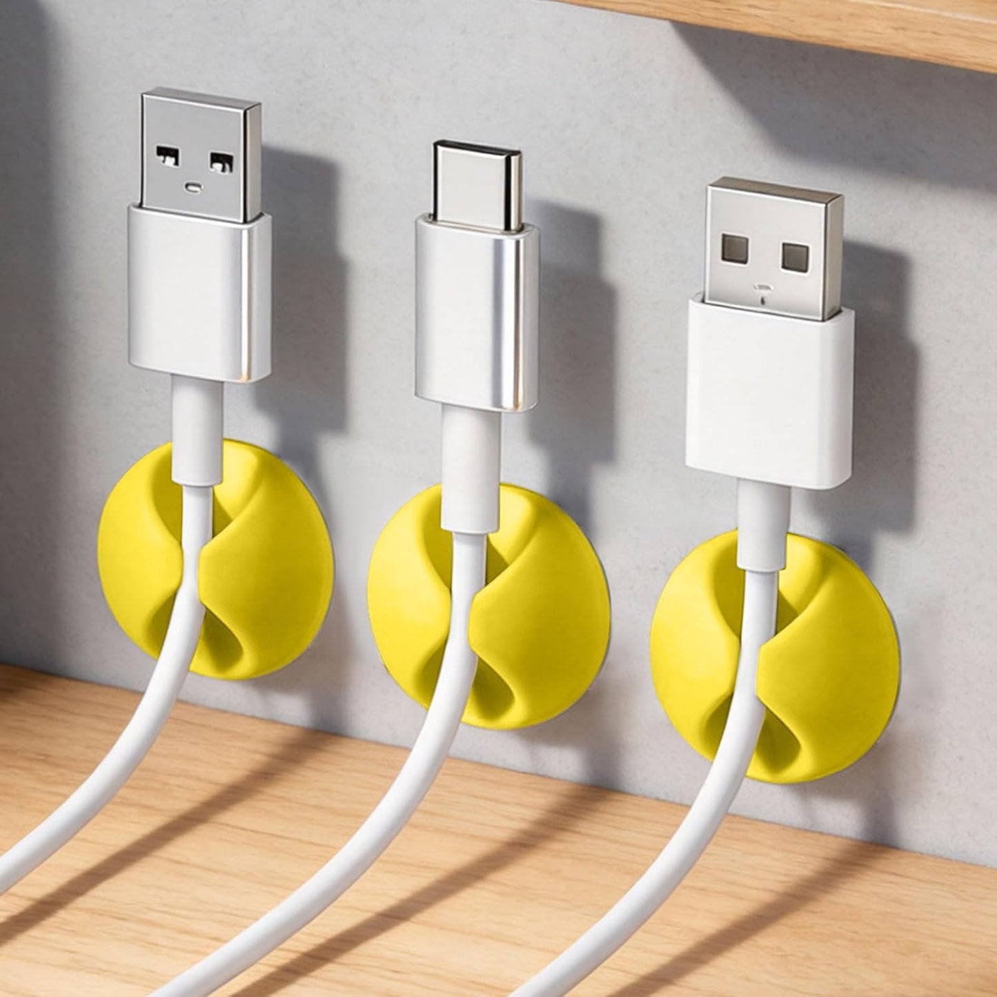3PCS Cord Holder Cable Clips, Round Silicone Adhesive Cord Organizer Charger Holder Wire Management Keeper for Home, Nightstand, Desk, Office or Mouse, Light Green