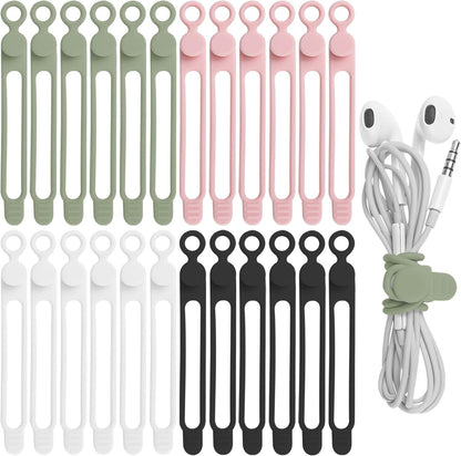 Silicone Cable Organizer Clips with Extra Strong Adhesive – No Slip Wire Holder for Charging Cables, USB, Earphones – Desk, Office, Home & Car Cable Management