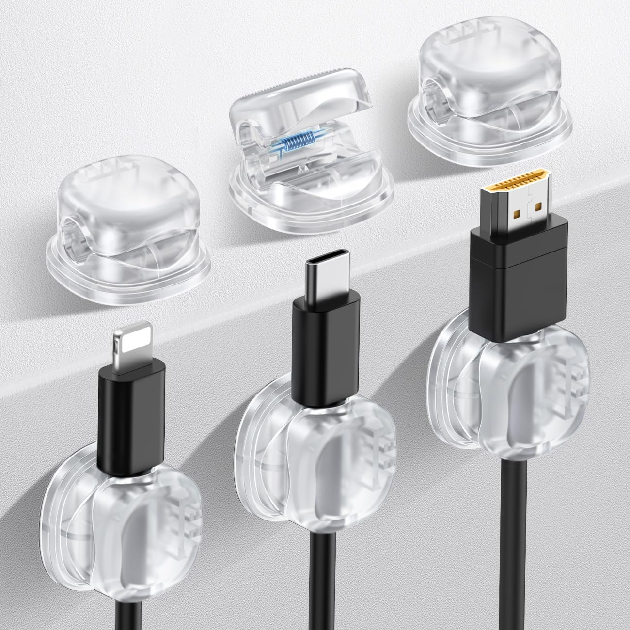 AhaStyle 6 Pack Magnetic Cable Organizer [1s Lock] Cord Holders Clips Strong Adhesive Cord Keeper [Smooth Adjustable] Hide Wire Cord Organizer for Nightstand Kitchen Car Office (Lavender)