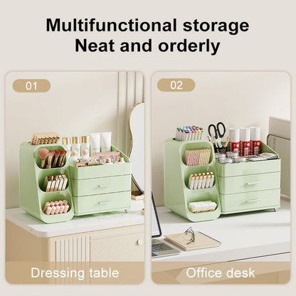 Booklov Makeup Organizer for Vanity, Countertop Cosmetic Display Case with Clear Acrylic Drawers, Bathroom Counter Beauty Caddy, Cute Table Storage Holder for Skincare, Brush Lipsticks, Crystal White