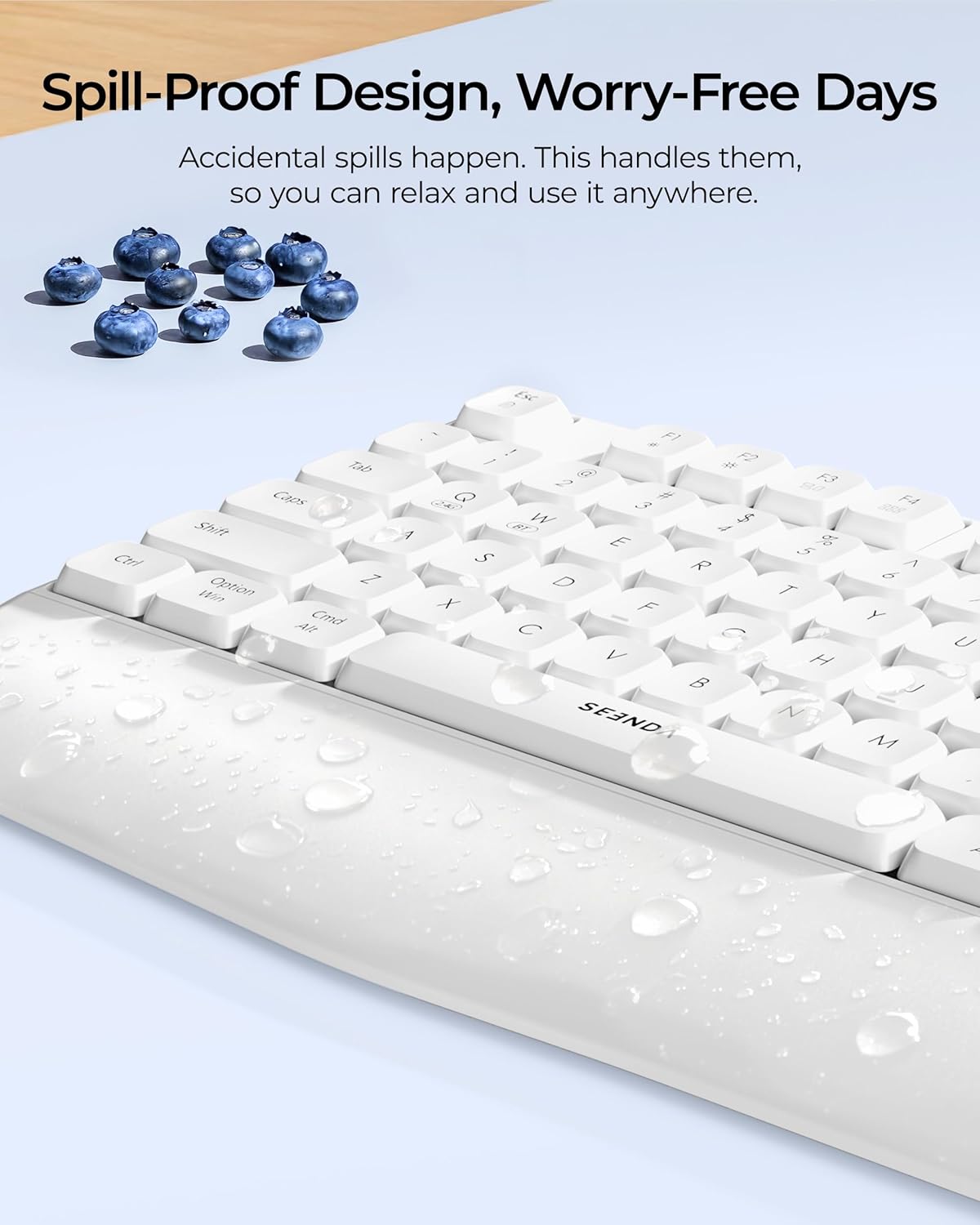 seenda Wireless Bluetooth Keyboard and Mouse Combo, COE200 Ergonomic Wireless Keyboard Mouse with Wrist Rest, Multi-Device Connection, Full-Size, Compatible for Computer/Laptop/Mac/MacBook, Black