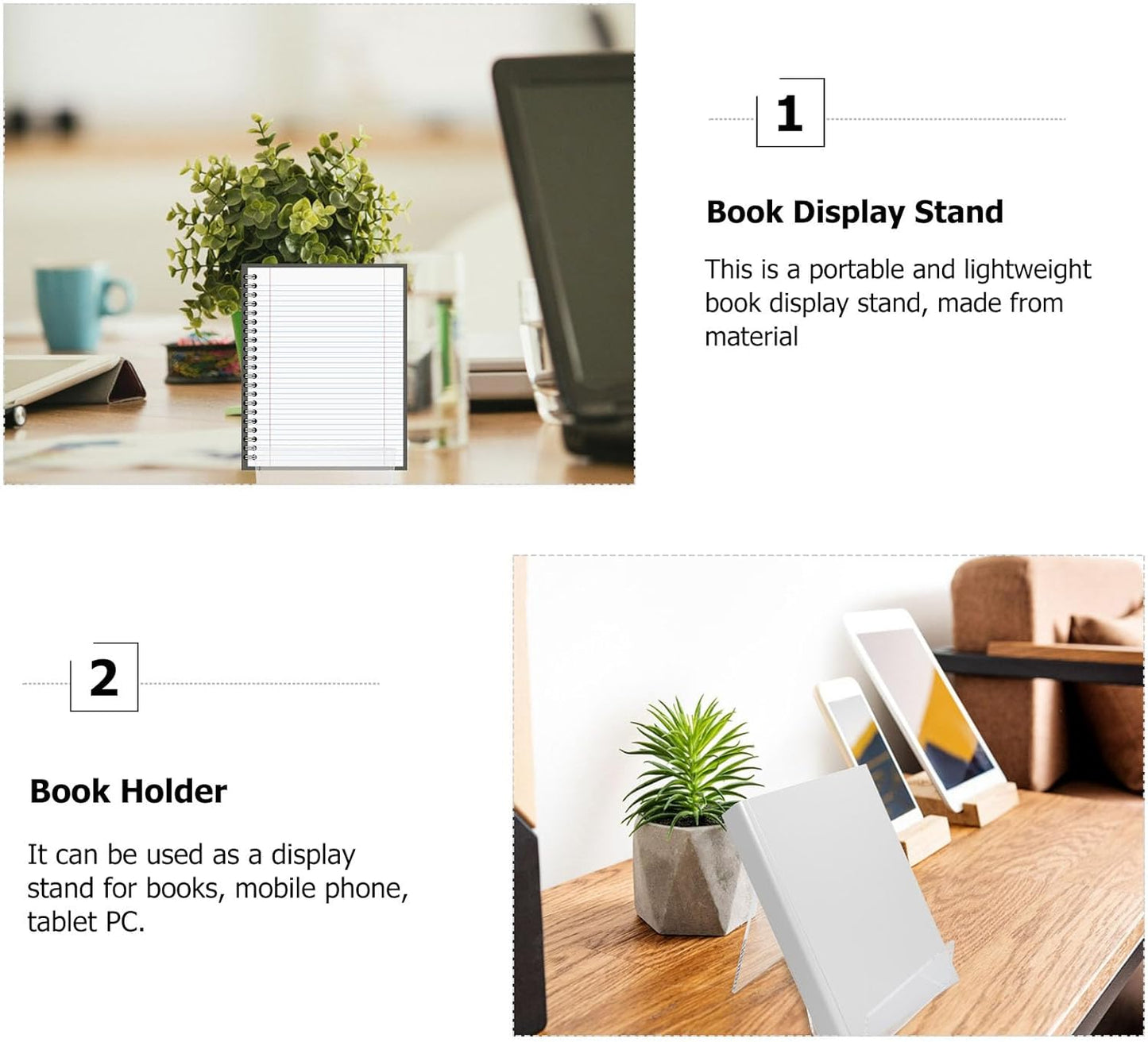 MAGICLULU Transparent Acrylic Book Display Stand 4.13X3.54X2.95 Inch Vertical Book Holder Desktop Shelf for Textbooks Magazines and Tablets