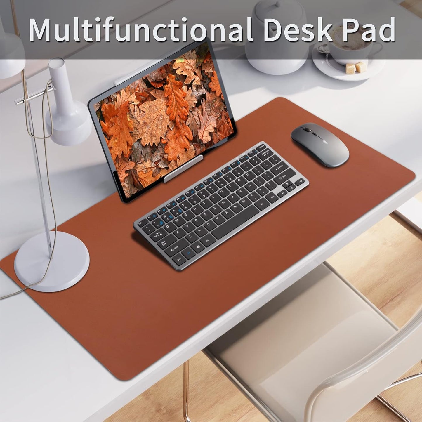 Bloss Leather Desk Pad and Keyboard Wrist Rest, Large Mouse Pad + Keyboard Pad+Mouse Wrist Support, Non-Slip Desk Mat Protector for Office, Home(31.5×15.7 Inches,Beige)