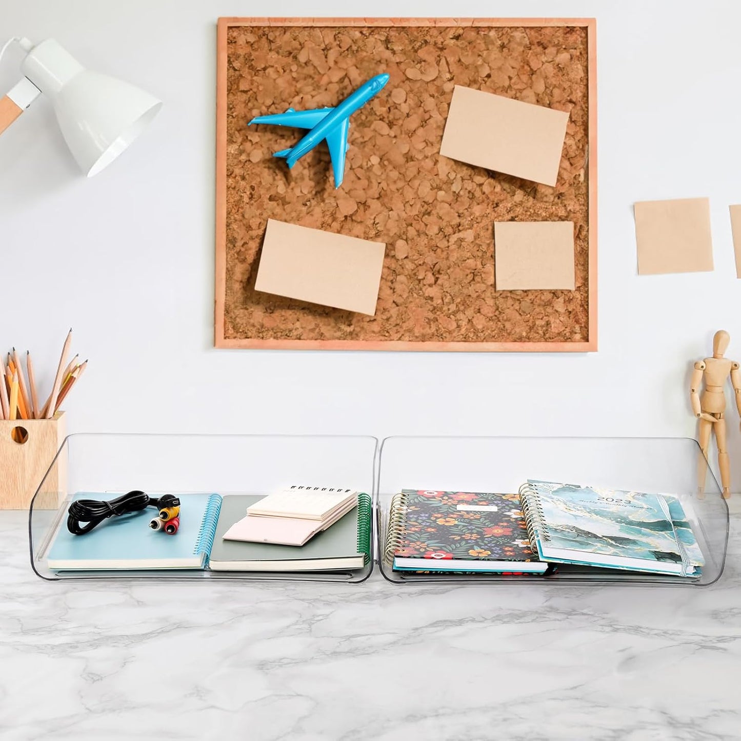Okllen 3 Pack Stackable Paper Trays, Clear PET Desk Letter Tray Set, 3 Tier File Document Organizer Tray for A4 Paper, Magazine, Receipts, Office Supplies