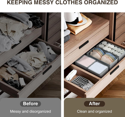 DIMJ Drawer Organizers Clothes, Dresser Organizer Bins for Baby Clothes,Underwear and Sock, Fabric Closet Organization and Storage Boxs, Drawer Dividers for Nursery, Clothing, Tie - 4 Pack, Beige