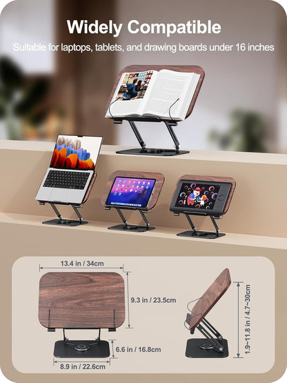 MOKURU Book Stand for Reading, 360° Adjustable Book Holder, Foldable Book Holder Stand, Cookbook Stand, Textbook Stand, Bible Stand, Hands Rree Book Stand, Laptop Stand, Tablet Stand
