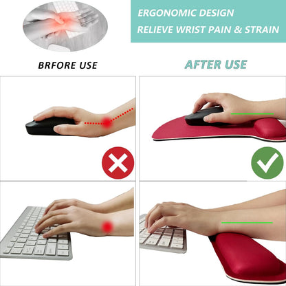 Keyboard Wrist Rest Pad Mouse Pad with Wrist Support Set of 3, Gaming Mousepad with Non-Slip Rubber Base, Ergonomic Memory Foam Mouse Cushion Support for Home Office Laptop Computer, Navy Blue
