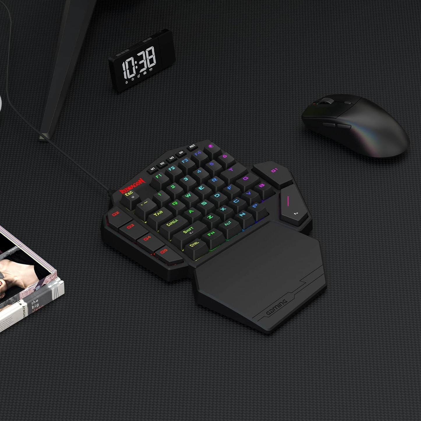 Redragon K585 DITI Wired One-Handed RGB Mechanical Gaming Keyboard, 42 Keys Type-C Professional Gaming Keypad w/Upgraded Hot-Swappable Socket, 7 Onboard Macro Keys & Detachable Wrist Rest