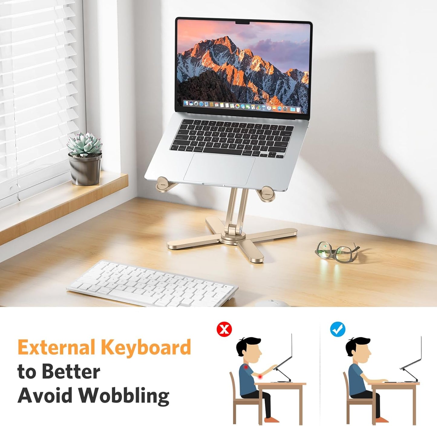 OMOTON LA10 360° Rotating Laptop Stand Riser for Desk, Ergonomic Foldable Computer Stand Adjustable Height Angles for Collaborative Work, Easy Storage Fit Macbooks,All Laptops up to 16 inches, Silver