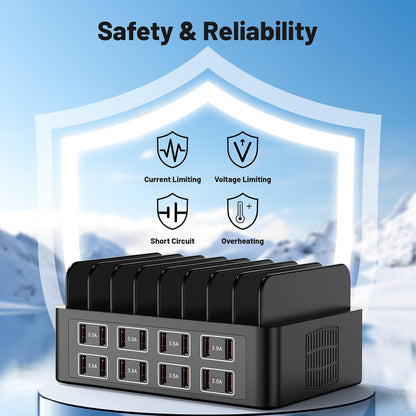 Charging Station for Multiple Devices, 16 Port USB Fast Charging Station, 175W Ipad Charger Station, Multiple Charger Organizer Compatible with Smartphones, Tablets and Other Devices