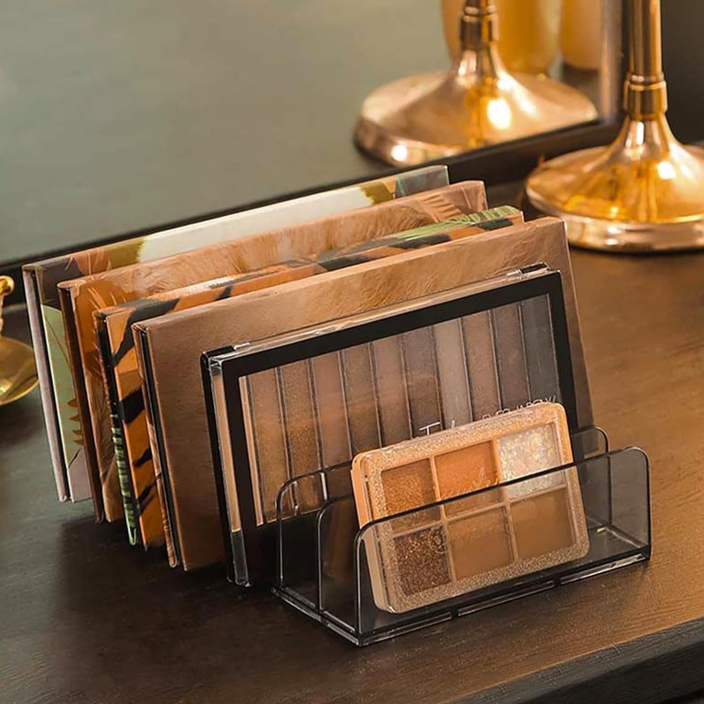 2 Pack Acrylic Money Organizer Cash Tray, 7 Section Eyeshadow Makeup Palette Organizer, Clear Desk Cash Tray for Paper Envelope, Bill, Document