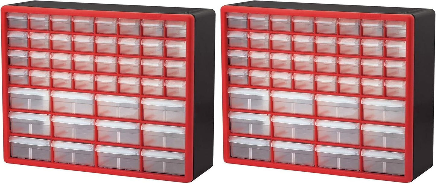 Akro-Mils 24-Drawer Plastic Drawer Storage Cabinet for Garage Organization, Bead Organizer, Building Bricks Storage, Teacher Toolbox, Makeup Organizer, 20" W x 6" D x 16" H, 10124 Black