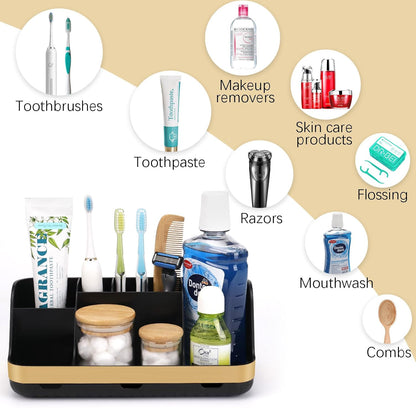 GFWARE Bathroom Organizers and Storage - Detachable 7 Slots Kids Electric Toothbrush and Toothpaste Holde Drainage for Bathroom Accessories Organization Counter Vanity Storage