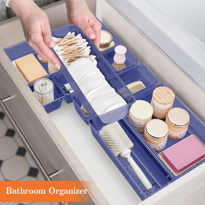 SpaceHacks 25 PCS Plastic Drawer Organizer Set, 4-Size Versatile Organizer Tool Trays & storage Bins for Makeup, Jewelry, and Gadgets in Bathroom, Bedroom and Office,Clear Black