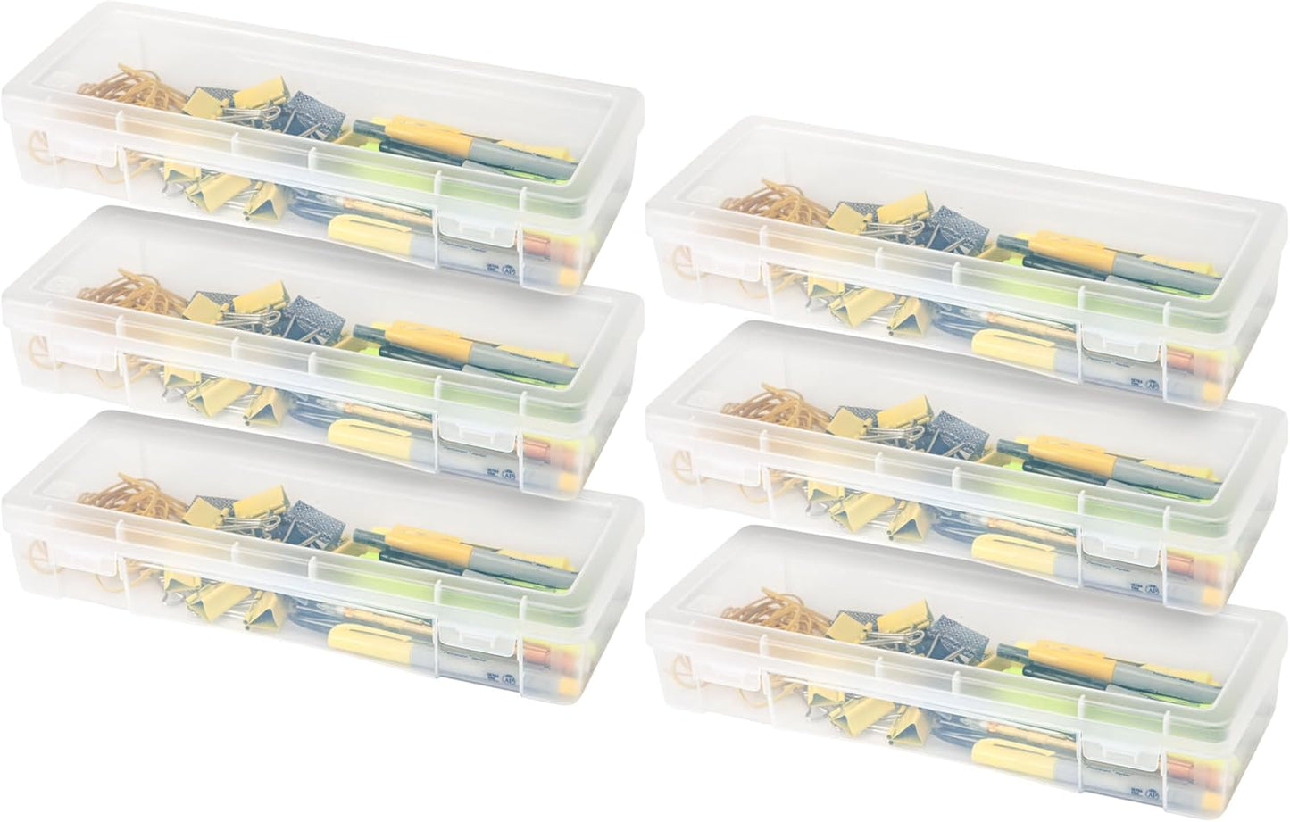 IRIS USA Pencil Case Boxes, 10-Pack, |Made in USA|, Plastic Bead Organizing Containers with Snap Lid for Arts, Crafts, Ephemera, Stickers, & Dance Cheer, Clear - Small