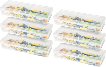 IRIS USA Pencil Case Boxes, 10-Pack, |Made in USA|, Plastic Bead Organizing Containers with Snap Lid for Arts, Crafts, Ephemera, Stickers, & Dance Cheer, Clear - Small