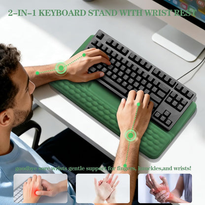 Computer Keyboard Stand Pad with Wrist Rest, Ergonomic Comfy Tilted Keyboard Stand Riser Holder Pad for Office Home (Black)