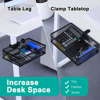 Under Desk Drawer Organizer - Clamp-On Above or Below Desk Mesh Drawer for Office Accessories, Storage Tray, and Desktop Organizer (White - Small)