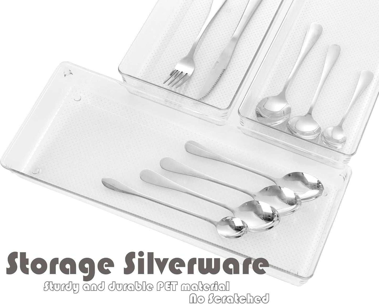 Mesh Tray Silverware Drawer Organizer, Utensil Cutlery Tray Office Supplies with Interlocking Arm Drawer Dividers Organizer for Flatware, Knives,Home,Office, School,Bedroom 12X6'' Black