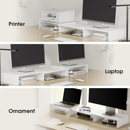 FITUEYES Dual Monitor Stand – 3 Shelf Computer Monitor Riser, Wood Desktop Stand with Adjustable Length and Angle, Desk Accessories, Office Supplies Medium Black,DT108001WB
