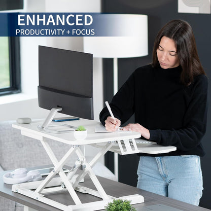 VIVO 26 inch Desk Converter, K Series, Height Adjustable Sit to Stand Riser, Dual Monitor and Laptop Workstation with Keyboard Tray, Black, DESK-V026KB