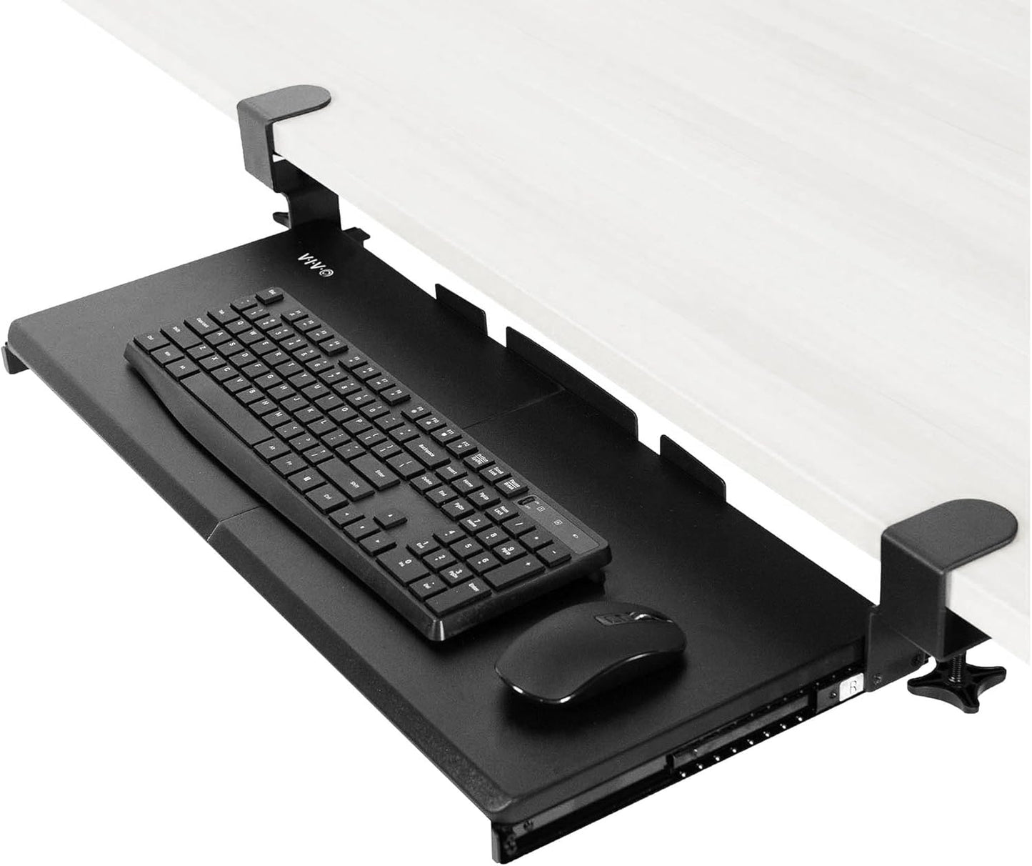 VIVO Large Clamp-on Computer Keyboard and Mouse Under Desk Slider Tray, 27 x 11 inch Pull Out Platform Drawer, White, MOUNT-KB05W