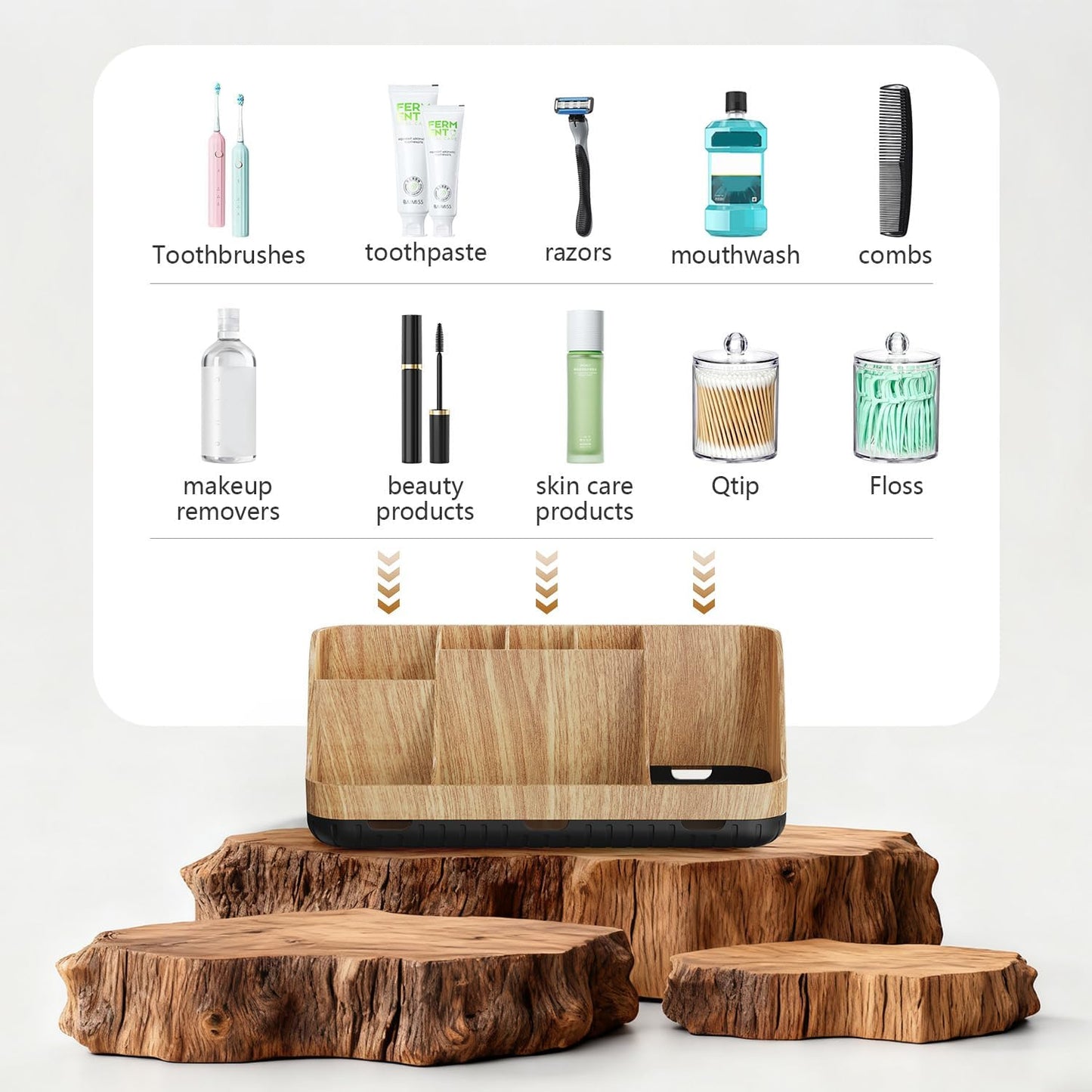 GFWARE Bathroom Organizers and Storage - Detachable 7 Slots Kids Electric Toothbrush and Toothpaste Holde Drainage for Bathroom Accessories Organization Counter Vanity Storage