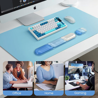 TECKNET Clear Gel Wrist Rest for Computer Keyboard, Ergonomic Gel Keyboard Wrist Rest Set for Typing Pain Relief, Comfortable Silicone Wrist Support Pad for Office/Computer/Laptop/Gaming, Transparent